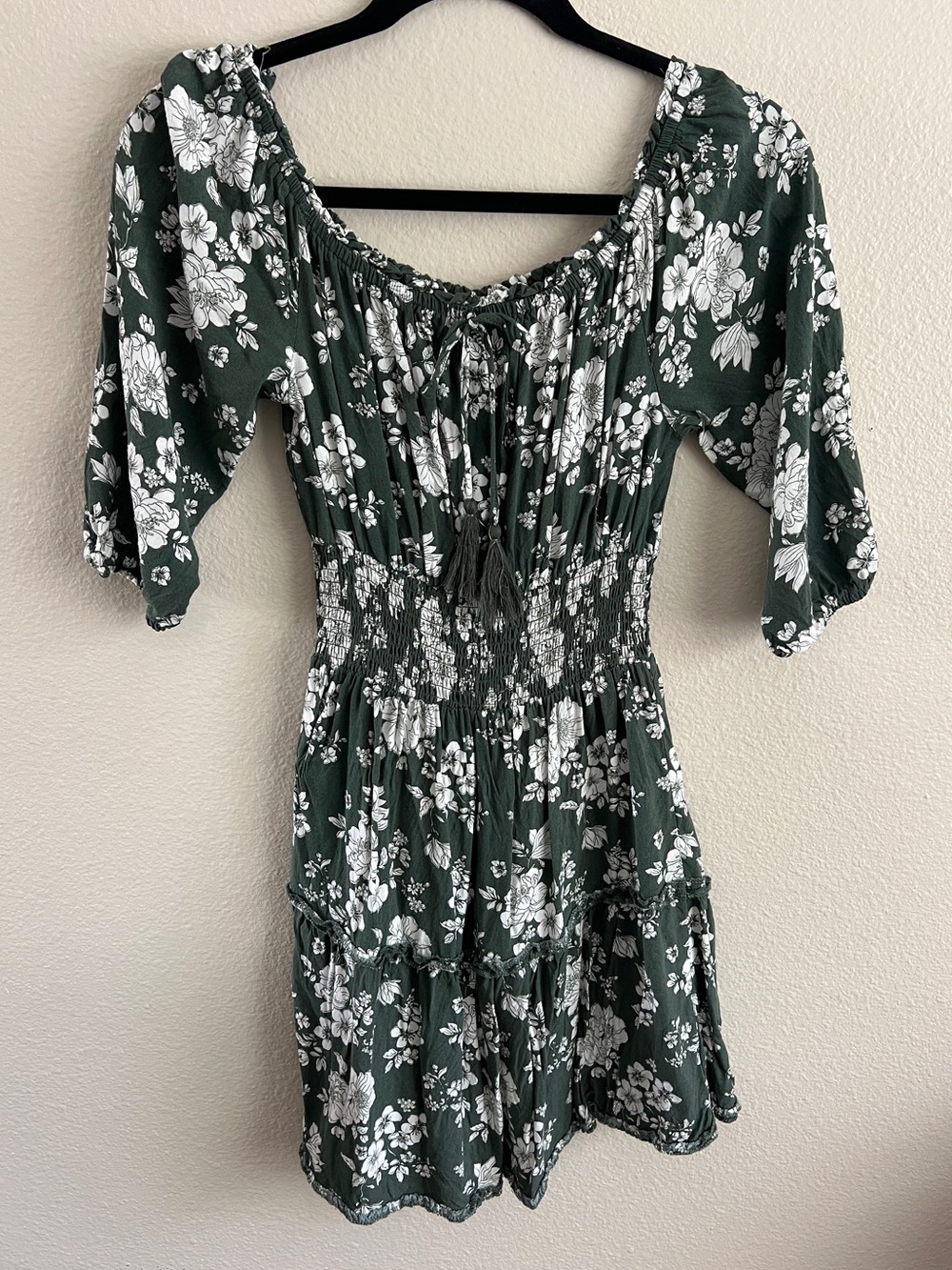 Justify Green Floral Smocked Mini Dress